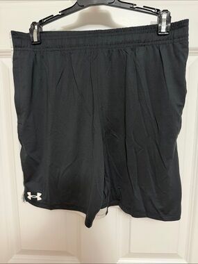 Under Armour Black Athletic Training Shorts with White Logo